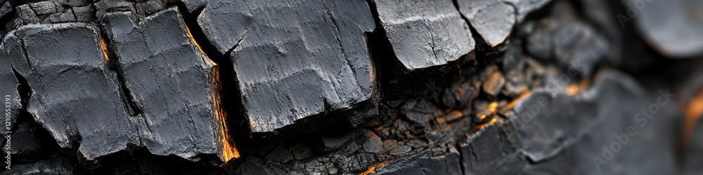 Fototapeta premium Charred Wood Texture with Ember Detail