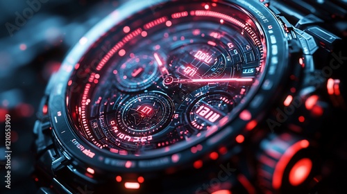 Wallpaper Mural Futuristic Red and Black Chronograph Watch Close-up Torontodigital.ca
