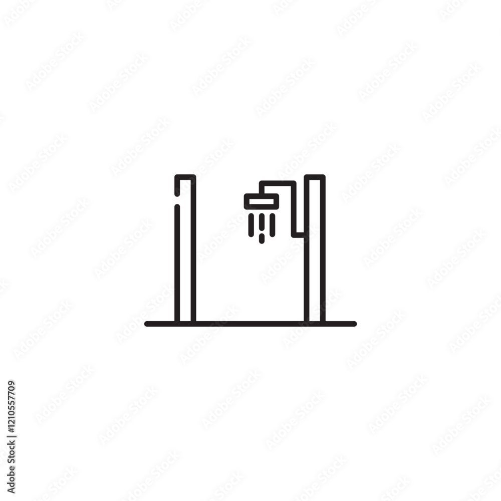 Shower room icon vector, flat line Shower room icon vector, flat line