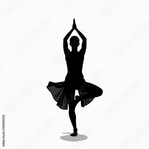 Silhouette of a girl in a yoga pose