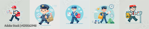 cartoon vector of a postman