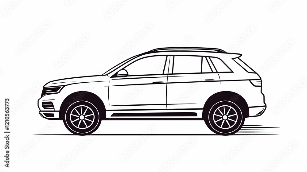 SUV car side profile illustration, motion blur background, design template SUV car side profile illustration, motion blur background, design template