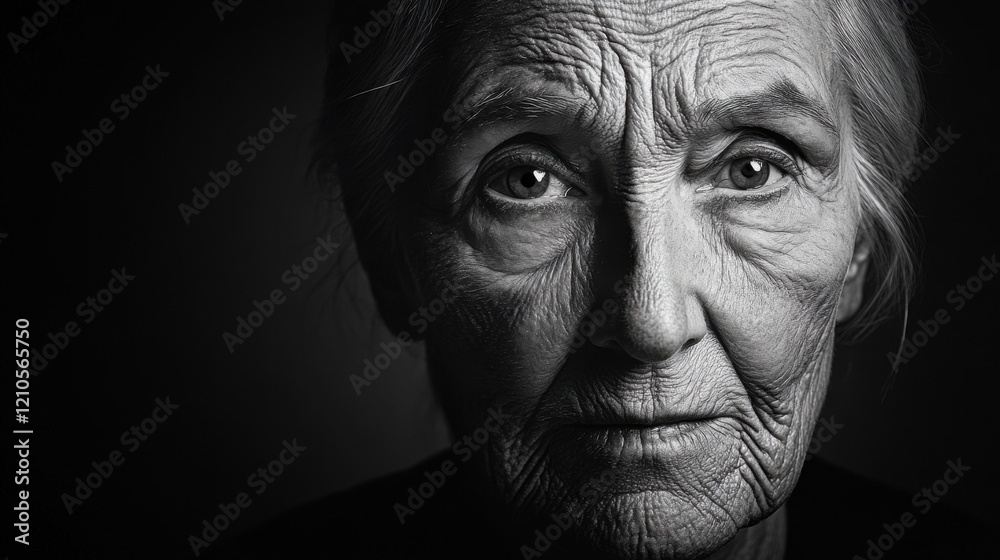 Life etched in lines and shadows, a portrait of wisdom and resilience in black and white Life etched in lines and shadows, a portrait of wisdom and resilience in black and white