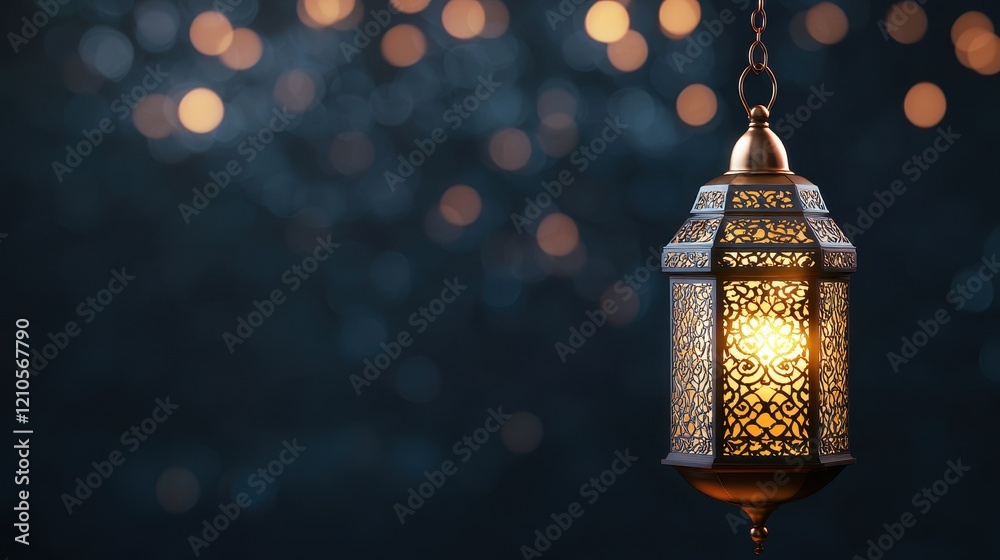 Ornate Lantern Hanging Against A Blurred Background Ornate Lantern Hanging Against A Blurred Background