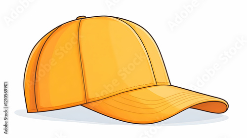Yellow baseball cap, side view, white background, for apparel design
