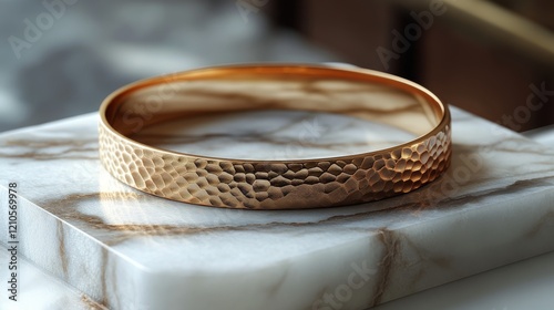 Elegant crafted bracelet with intricate floral designs on a marble surface