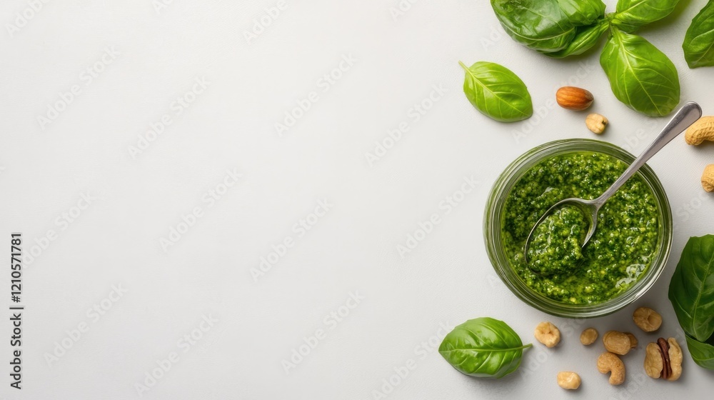 Obraz premium commercial photography for advertising campaign of fresh green pesto