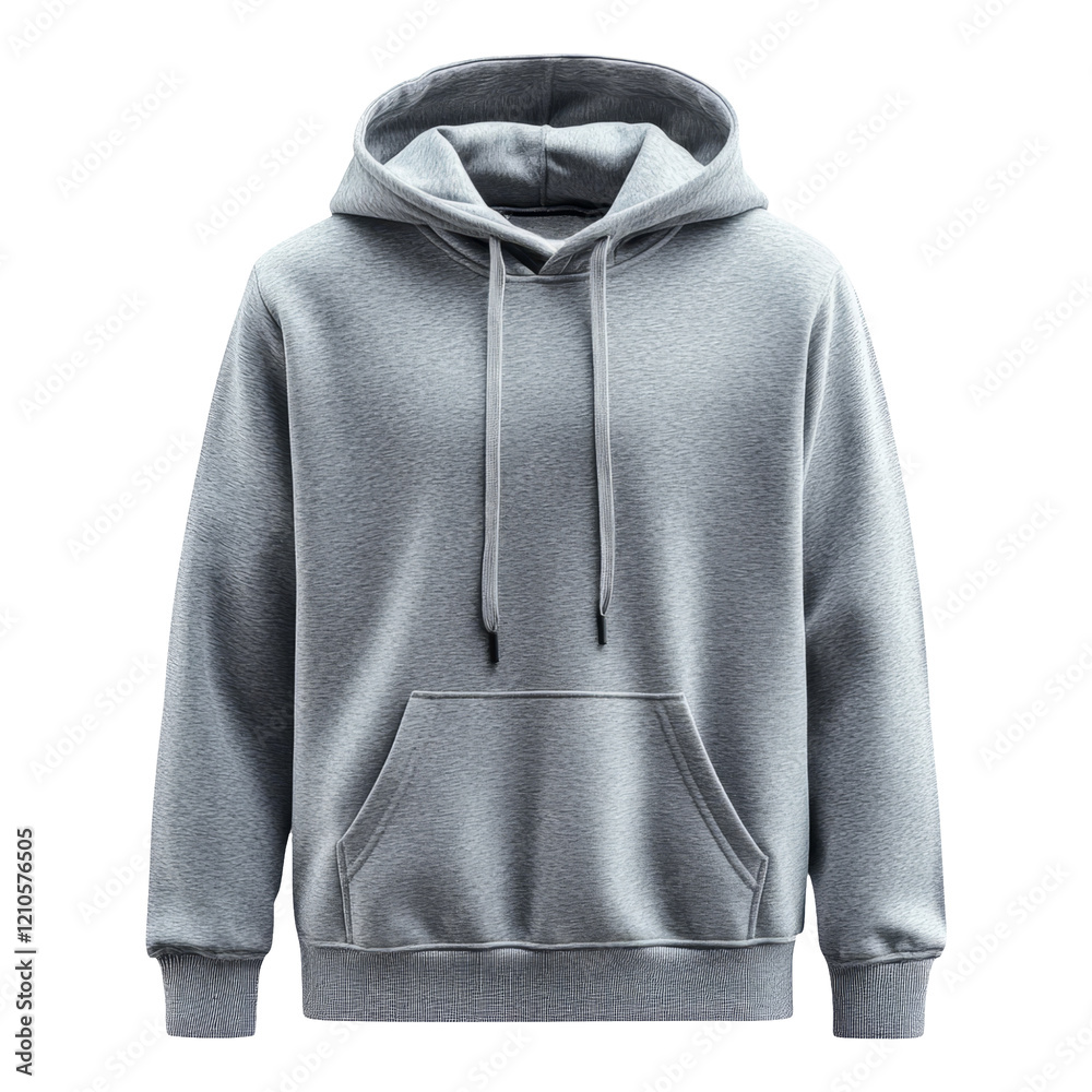 Gray hoodie isolated on a transparent background for fashion display Gray hoodie isolated on a transparent background for fashion display