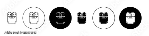 Air pods icons set in black filled and stroke line style