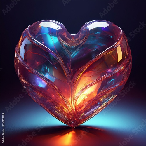 Corazón de cristal generado con Ai, transparente y brillante