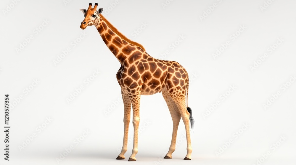 Fototapeta premium Giraffe on White Background. Generative AI