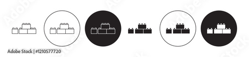 building toy icons set in black filled and stroke line style