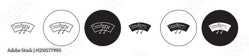 car windscreen icons set in black filled and stroke line style