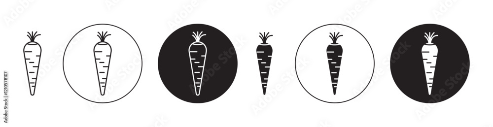 Carrot icons set in black filled and stroke line style