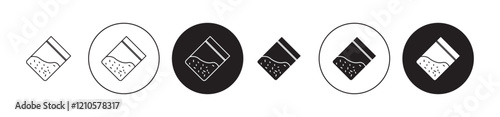 Cocaine packet icons set in black filled and stroke line style