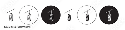 Cocoon icons set in black filled and stroke line style