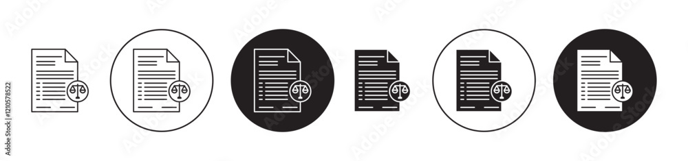 Court file icons set in black filled and stroke line style Court file icons set in black filled and stroke line style