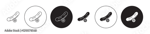 Cucumber icons set in black filled and stroke line style