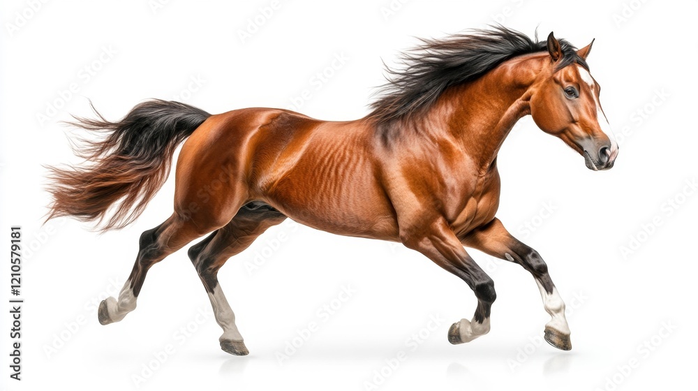 Running Horse Isolated on White Background. Generative AI