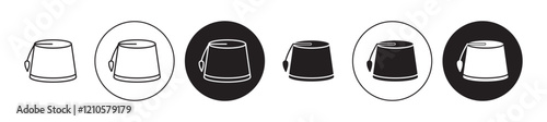 Fez hat icons set in black filled and stroke line style