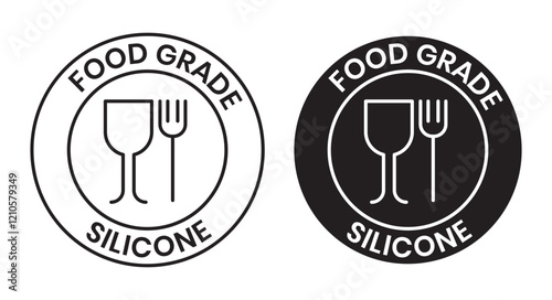 Food grade silicon icons set in black filled and stroke line style