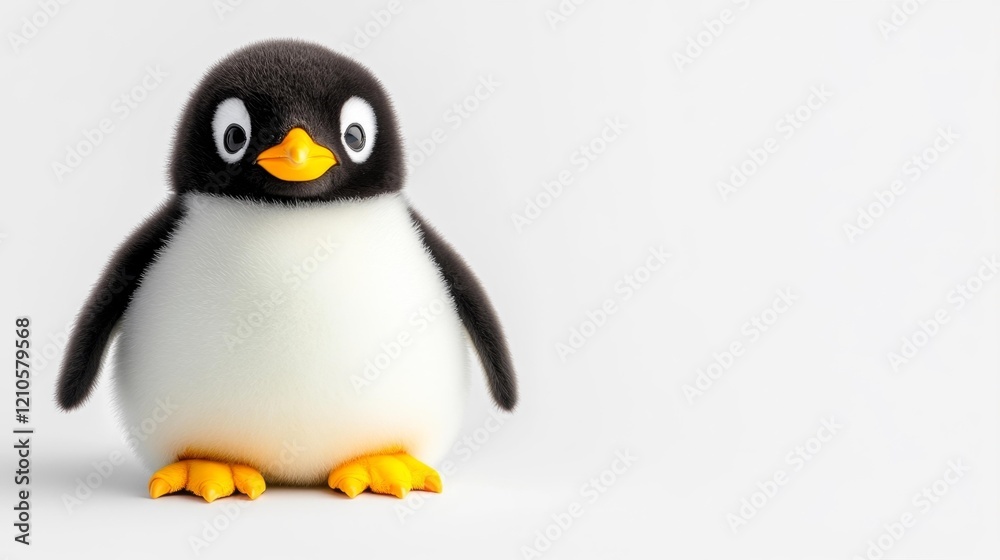 Fototapeta premium Cute Penguin on White Background with Arctic Theme. Generative AI