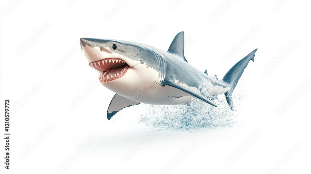 Fototapeta premium Shark Swimming through the Ocean Splash. Generative AI