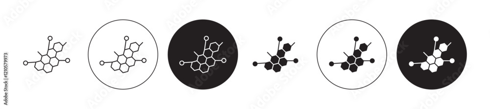 Hormones icons set in black filled and stroke line style Hormones icons set in black filled and stroke line style