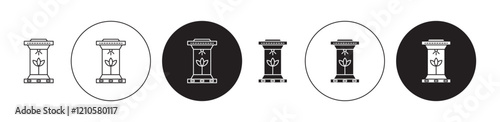 Incubator icons set in black filled and stroke line style