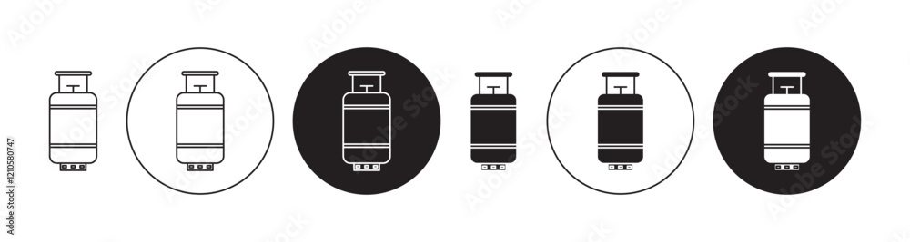 LPG icons set in black filled and stroke line style LPG icons set in black filled and stroke line style