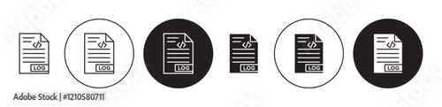 log file icons set in black filled and stroke line style