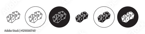 Ludo Dice icons set in black filled and stroke line style