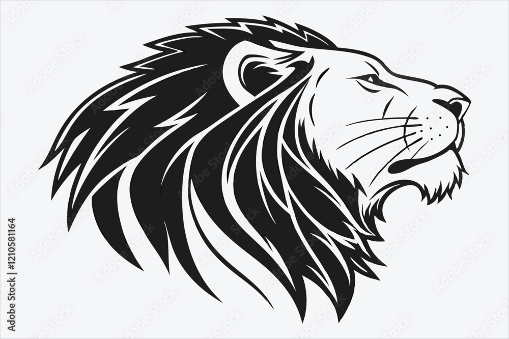 line art illustration of a majestic lion in a walking posture. line art illustration of a majestic lion in a walking posture.