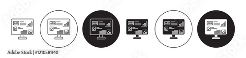 Native Advertising icons set in black filled and stroke line style