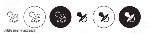 Nipple icons set in black filled and stroke line style