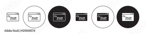 php icons set in black filled and stroke line style