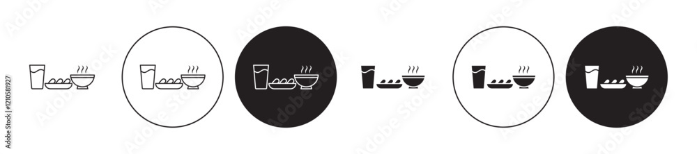 Ramadan Iftar icons set in black filled and stroke line style Ramadan Iftar icons set in black filled and stroke line style