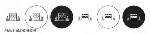 road construction icons set in black filled and stroke line style