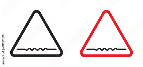 rough road icons set in black filled and stroke line style