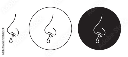 Runny nose icons set in black filled and stroke line style