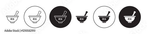 RX icons set in black filled and stroke line style