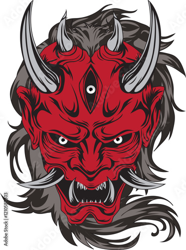 Japanese red devil oni mask