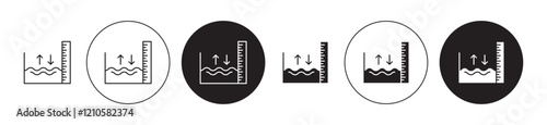 sea level icons set in black filled and stroke line style