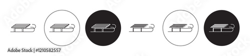 Sled icons set in black filled and stroke line style