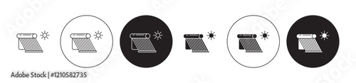 Solar Water Heater icons set in black filled and stroke line style