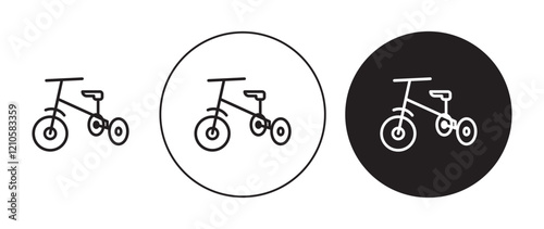 Tricycle icons set in black filled and stroke line style