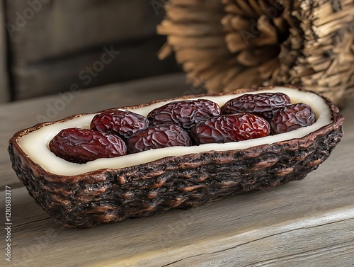 Dried Dates in Rustic Bowl photo