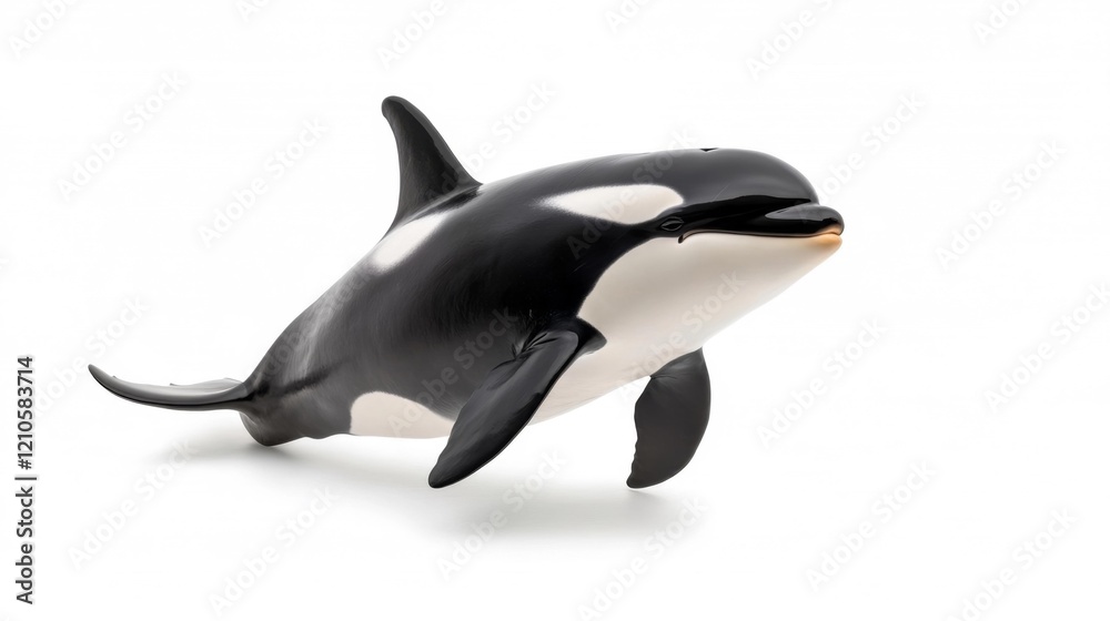 Fototapeta premium Orca Sculpture on White Background. Generative AI