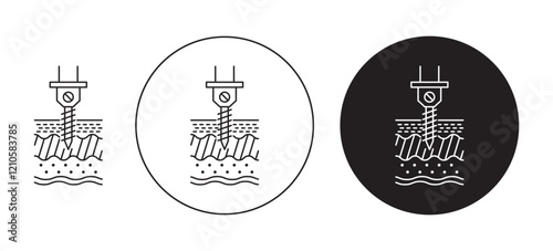 well drilling icons set in black filled and stroke line style