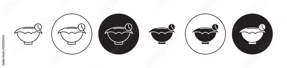 Yeast dough recipe icons set in black filled and stroke line style Yeast dough recipe icons set in black filled and stroke line style